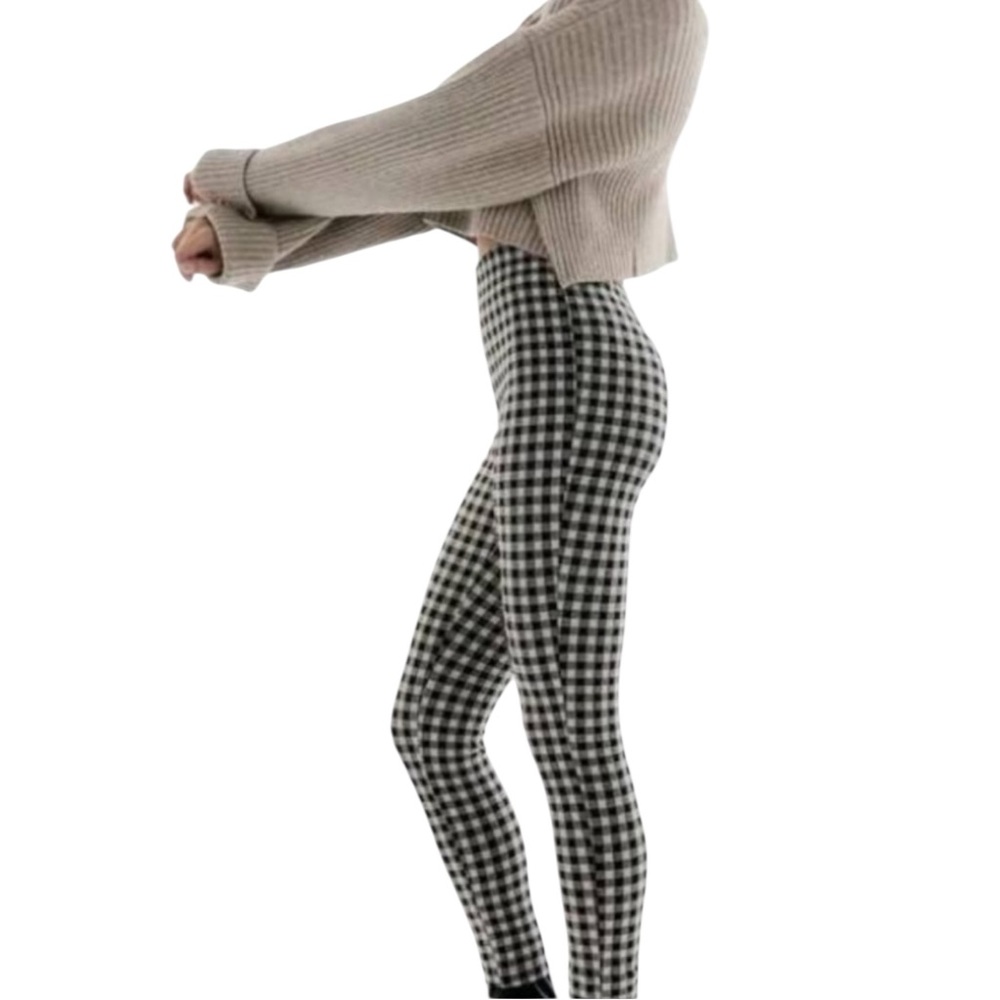 ZARA Gingham Checkered High-Waisted Skinny Pants in Black/White Size Small - Picture 2 of 13